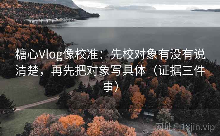 糖心Vlog像校准:先校对象有没有说清楚,再先把对象写具体(证据三件事)